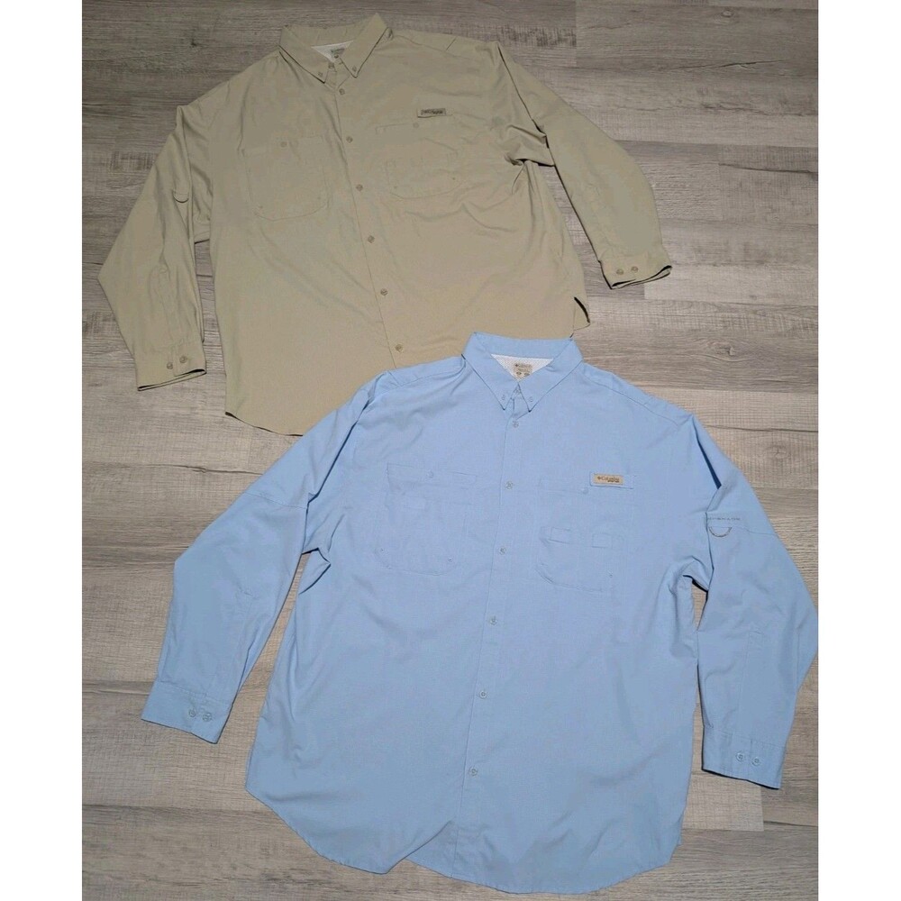 Lot of 2 Columbia PFG Sz XXL Omni-Shade Vented Fishing Long Sleeve Shirts Hiking